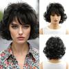 Synthetic Black Wigs With Bangs Short Curly Fluffy Wigs for Women Daily Cosplay Natural Bob Hair Heat Resistant Fiber Wig