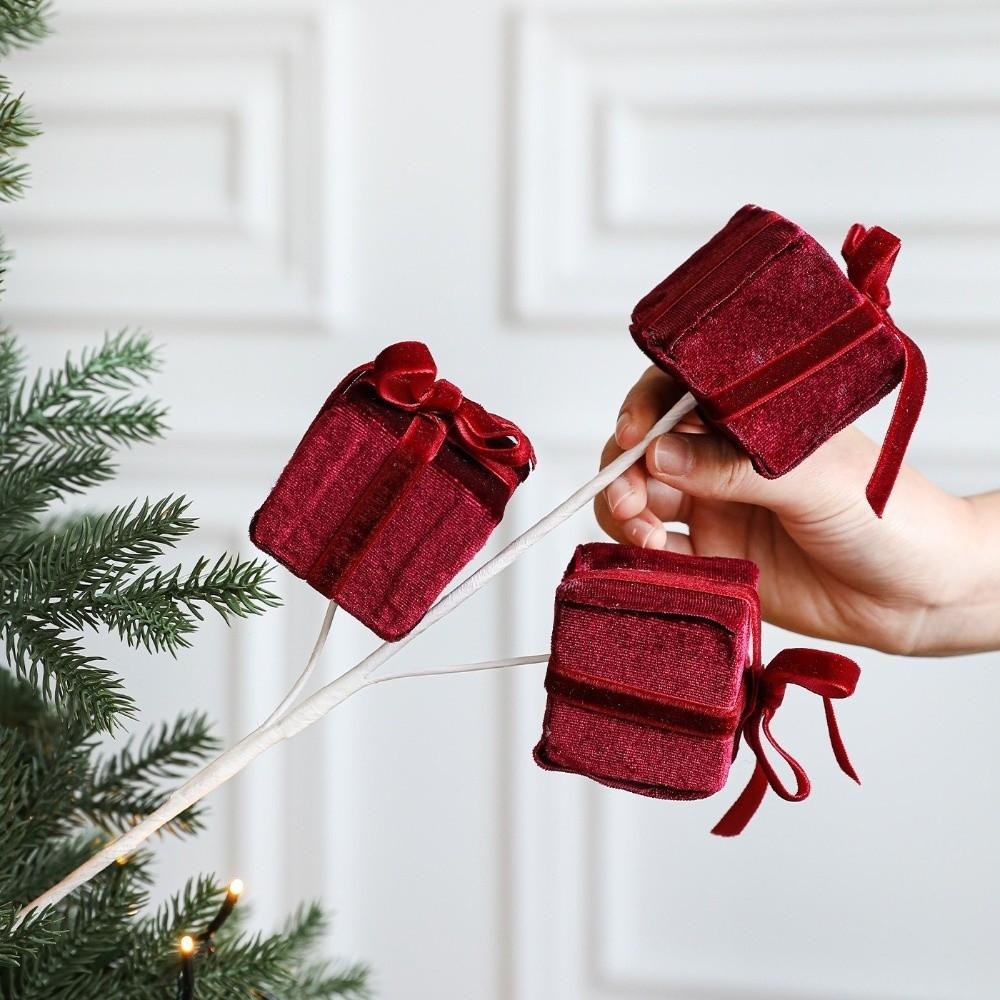 Flannel Gift Box Christmas Decorations Simulated Flower Arrangement Christmas Flowers Xmas Tree Decorations