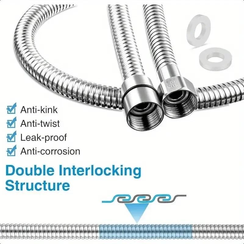 1pcs 1.5M Stainless Steel Hose Extension Tube Bathroom Shower Tube Extension Tube Water Pipe Draw Tube Bathroom Accessories