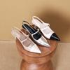 699-112 Fashion pointed head color matching light mouth high heels women's new French fairy style empty silver stiletto shoes