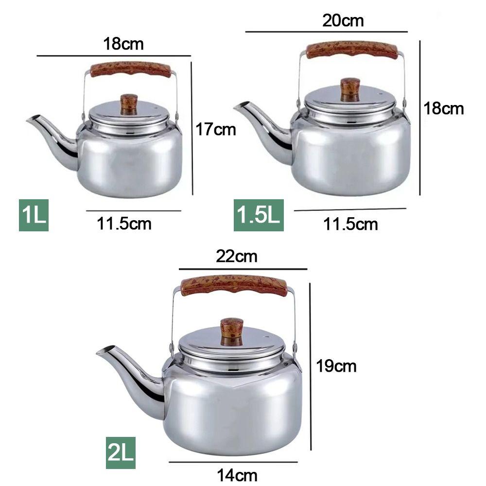 New 1L/1.5L/2L Tea Pot Large Capacity Stainless Steel Hotboiling Pots Fast Heating Coffee Pot Home Camping