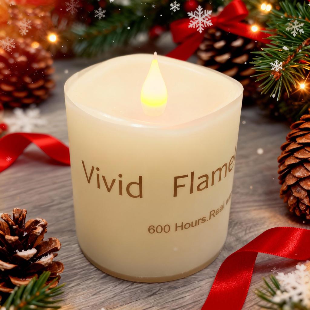 Ivory Flameless Pillar Candles with Remote, LED Candles Battery Operated, Real Wax Electric Candles Flickering