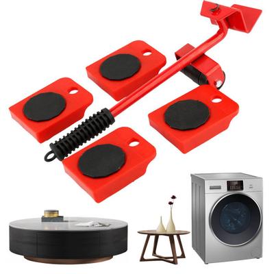 Set da 5 Pezzi Sollevatore e Trasportatore per Mobili con Leva Pesante Trasportatore per Mobili con 4 Ruote Rullo per Elettrodomestici Dolly Scivolo per Spostamento Mobili