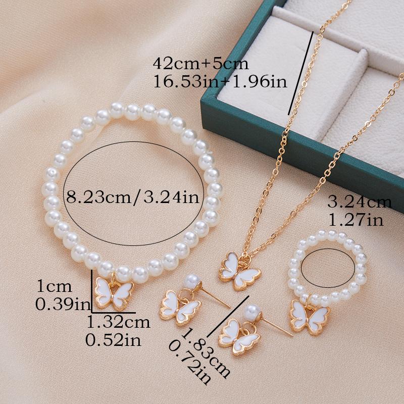Butterfly Zircon Set Imitation Zircon Romantic Bracelet Ring Necklace Earring Set Women Wedding Dinner Dress Accessories