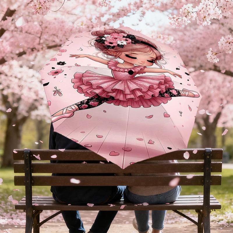 1PC Ballet Dancer Umbrella-8-Rib Reinforced, Automatic Open, Lightweight & Durable, Fashion Accessory for Outdoor, H0331
