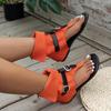 New Round Toe Clip Toe Sexy Rear Zipper Beach Shoes In Summer Stylish Comfortable Solid Color Non-slip Exposed Toe Flat Sandals