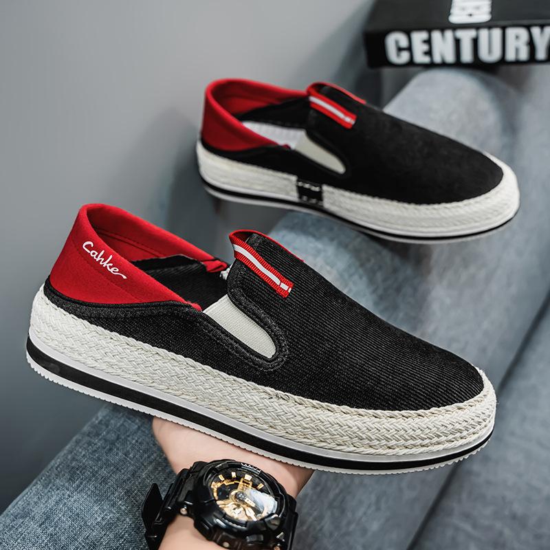 

2025 весна и лето новая мужская обувь низкие парусиновые туфли повседневные старые пекинские тканевые туфли дышащие ленивые туфли мужчины 39 чёрный