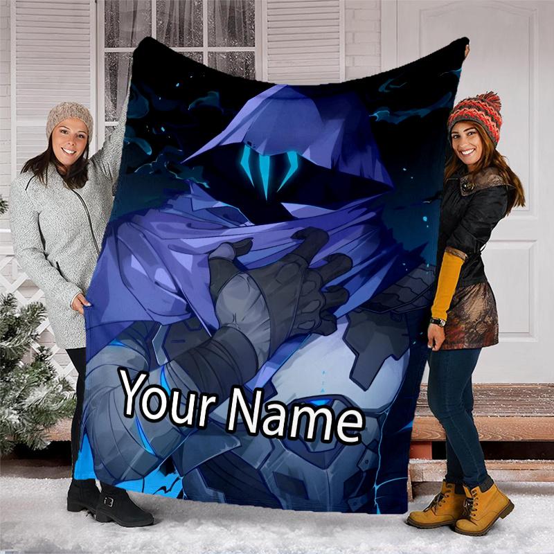 Custom Name Valorant Theme Printed Blanket - Perfect for Couch, Bed, Travel & Outdoor Use | Machine Washable, Cozy & Durable.