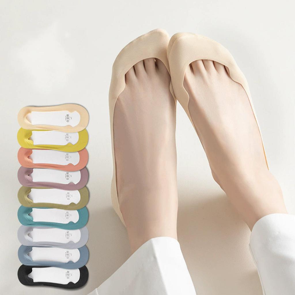 Women's Low Cut No-Show Socks 5 Pairs - Breathable Non- Stay- Toe Cover for Everyday Wear