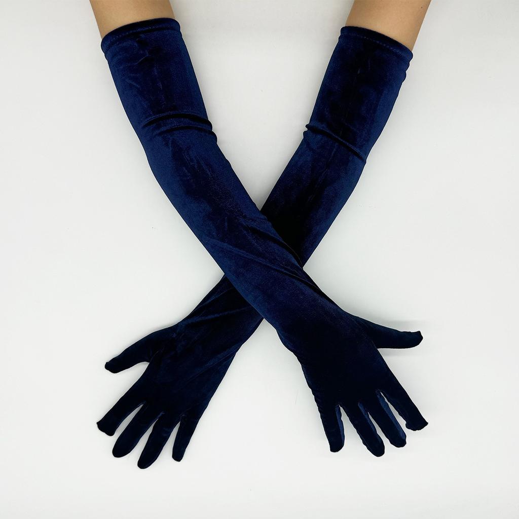 Winter Long Thickened Golden Velvet Gloves Stage Performance Etiquette Costume Gloves 1920S Vintage Prom Gloves