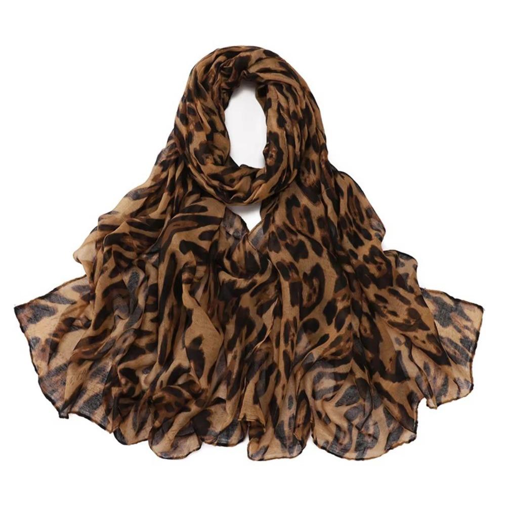 

М який шарф з леопардовим принтом, довга жіноча пов язка на голову, модний жіночий хіджаб, шарфи світло-коричневого кольору