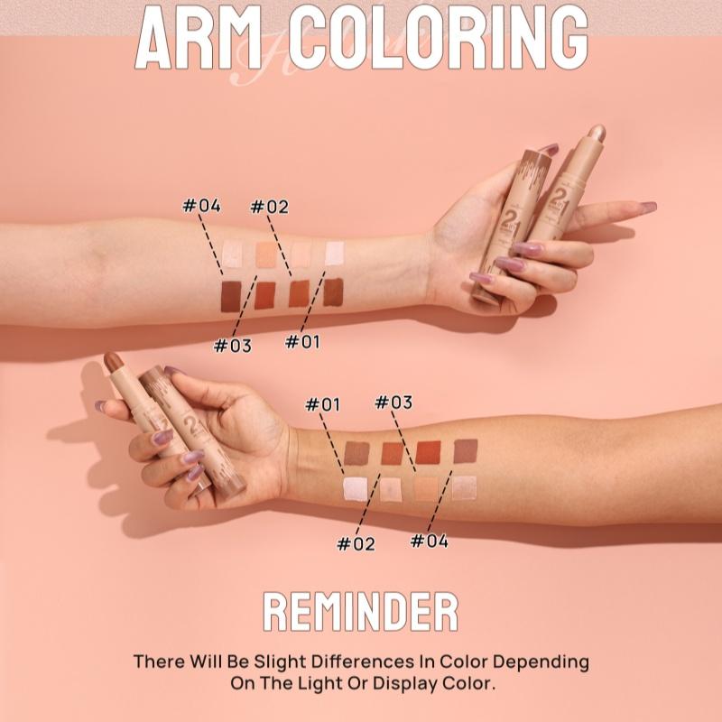 Contour Highlight Stick,DualEnded Face Contouring Stick withConcealer,Sculpting Brightening Makeup,Creamy Blendable Contour Stick for Cheekbones Nose