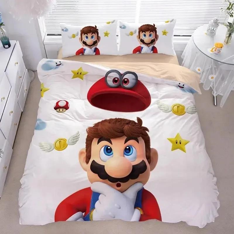 3D Anime Supers M-Mario BrosPrinted Bedding Set- Duvet Cover + Pillowcases2/3pcsSuitable for Kids Adults Soft Polyester