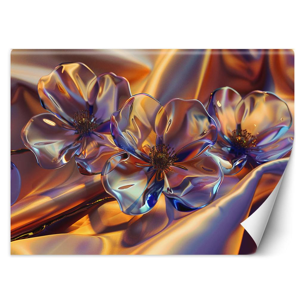 Wallpaper Glass flowers in silk