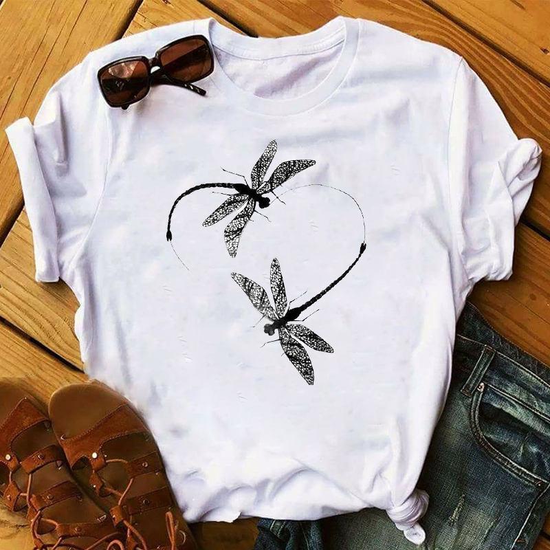

Summer Butterfly T Shirt Women Vintage T-Shirts Aesthetic Clothes Ladies Graphic Female Tee T-Shirt Kawaii Tees Top Femme XXXL білий