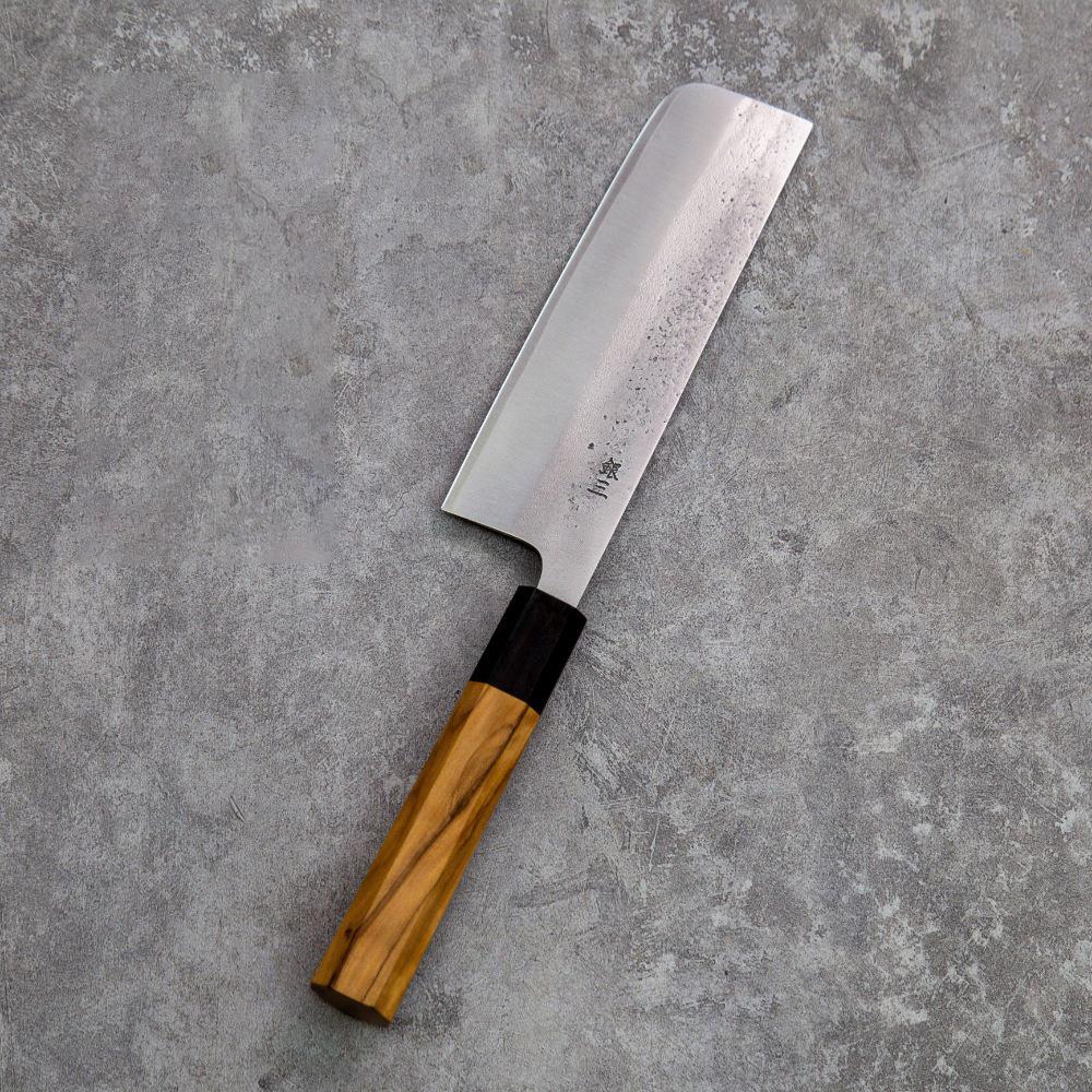 6.3 Inch Nakiri Knife Stainless Silver Steel No. 3 Blade Olive Wood Handle Sharp Chef Cleaver Slicing Japanese Kitchen Knife