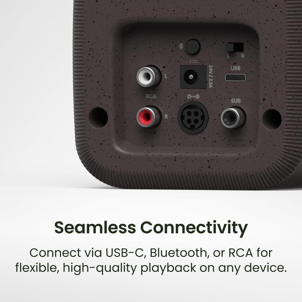Compact Desktop Speaker UKI Onyx Bluetooth Input RMS Kanto 5.3/USB-C (16-bit/48kHz)/RCA Input/50W