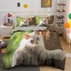 Pet Animal Bedding Set Cute Cat Bedding For Kids Quilt Cover Pillowcase Comforter Cover Kawaii Kitty Soft Polyester Duvet Cover