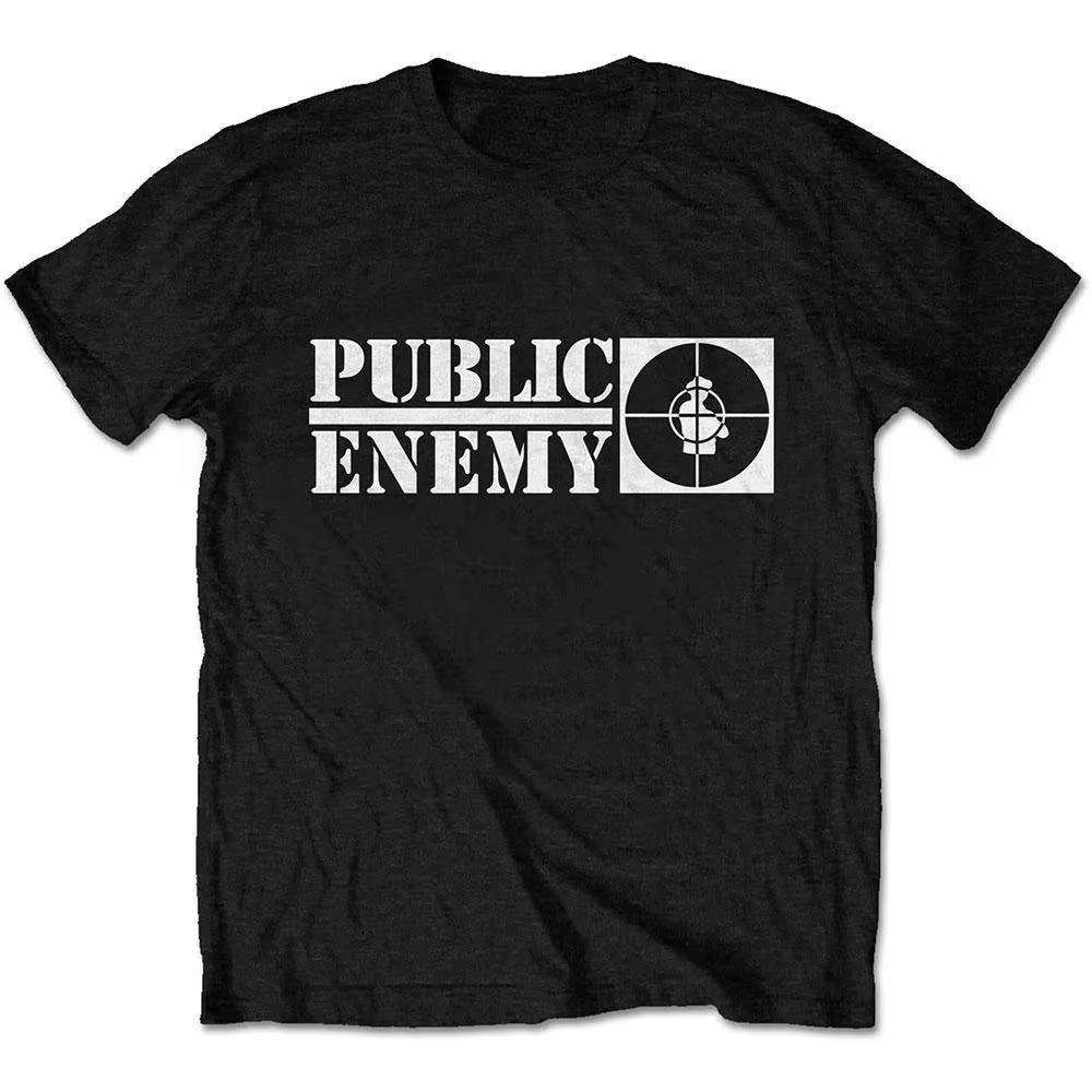 Public Enemy band Crosshairs Logo pattern print cotton Hot sale Unisex shirt Summer fashion New Oversized neck Tshirt