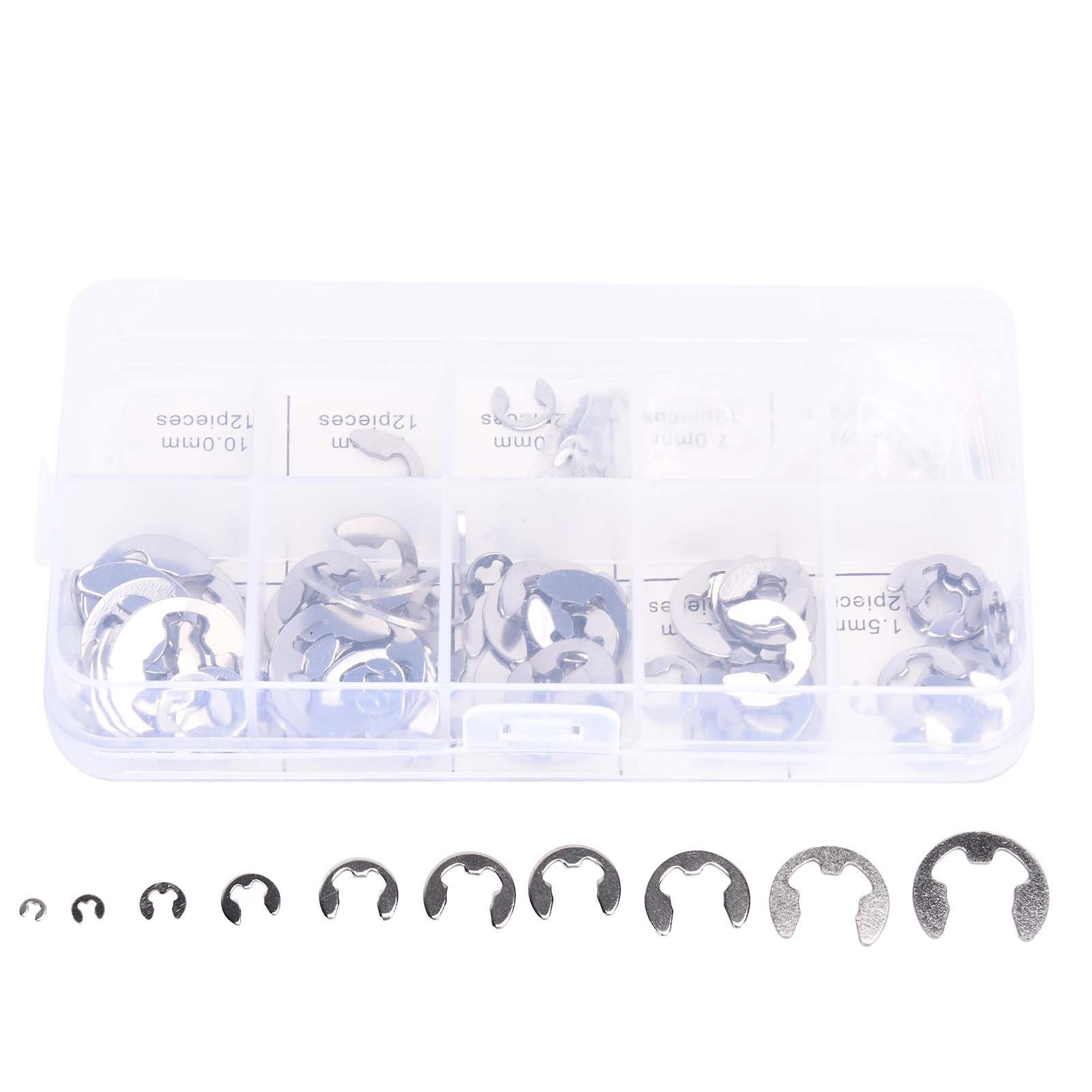 

120PCS Snap Rings M1.5‑10 Mini Portable Corrosion Resistant Stainless Steel Snap Rings Kit120PCS