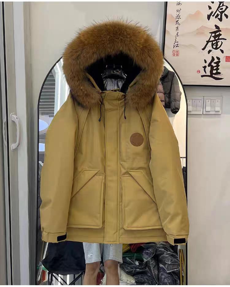 Big fur collar down jacket women's loose winter new couple pie overcome outdoor short thickened tooling jacket