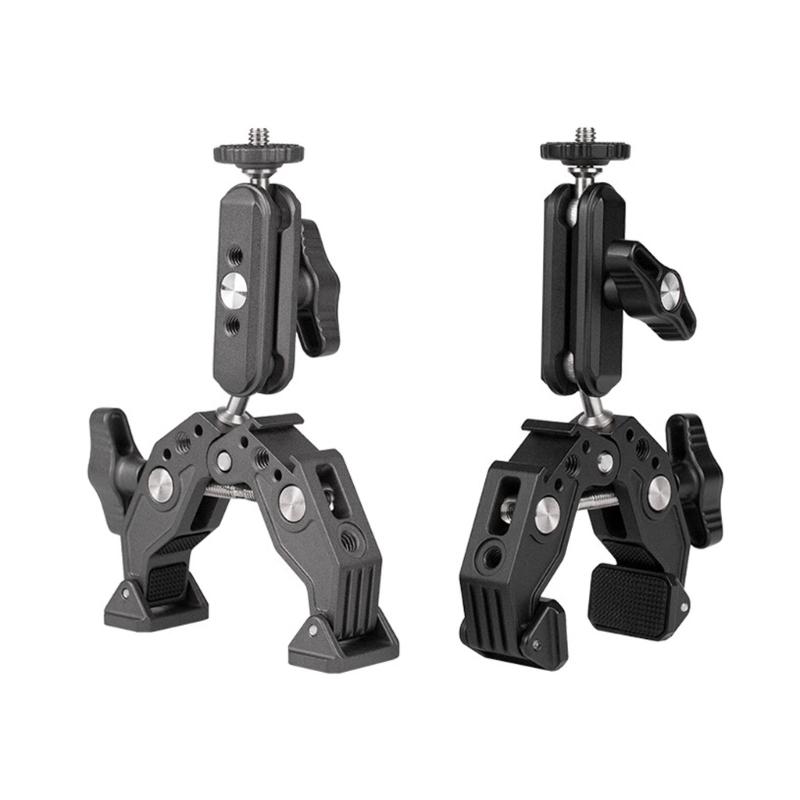 Universal Aluminum Alloy Rotating Clamp with 360 Swivels Ball Head Camera Mount Adapter Fit Tripods Rod Crossbars Gimbals Systems