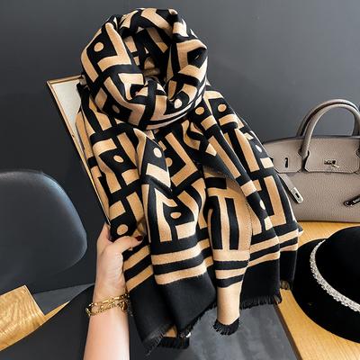 New Retro Fashion Imitation Cashmere Scarf For Women In Winter, Thickened And Warm Neck, Dual Purpose Shawl Exterior