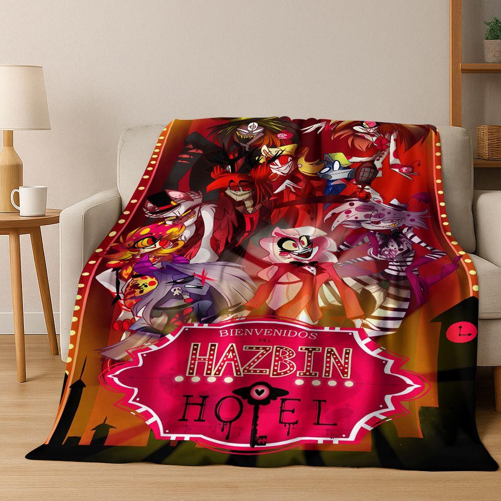 3D H-Helluva Boss Blitzo H-Hazbin Hotel Cartoon Flannel Blanket,Cozy Soft Throw Blanket for Home Bedroom Bed Sofa Cover Gift Kid