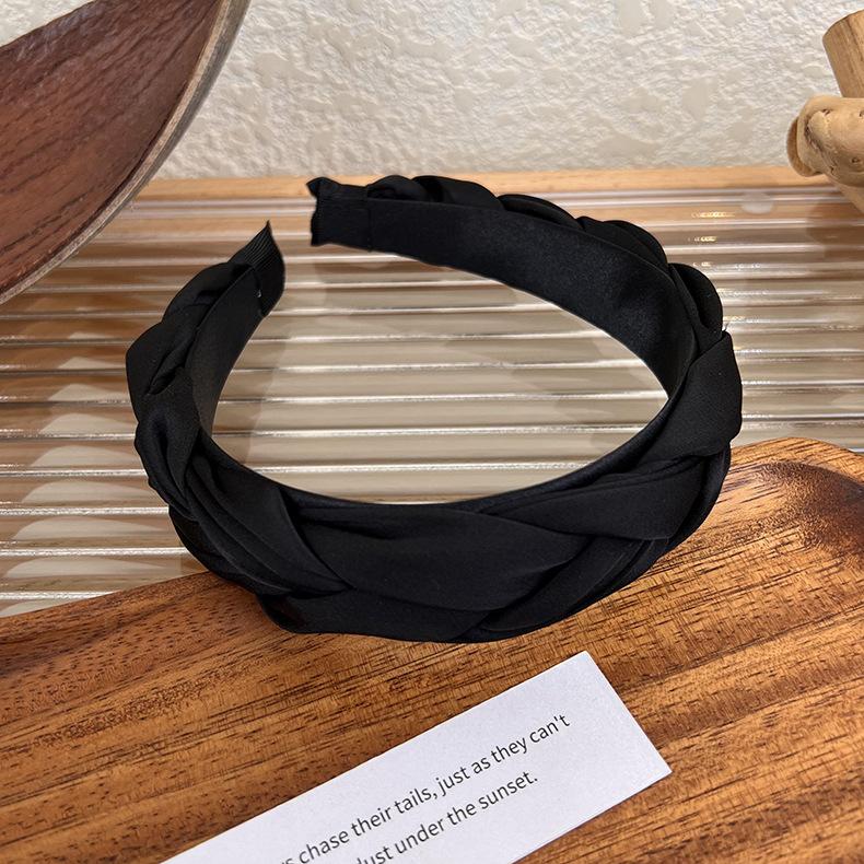 Vintage Weiches Satin Mahua Stirnband Einfarbig Schwamm Breit Haarband für Frau Mädchen Elegant Haarreif Mode Haaraccessoires