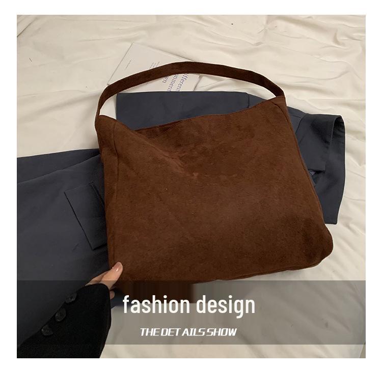 2024 Retro Suede Tote: Large Capacity Shoulder Bag for Work & Commute