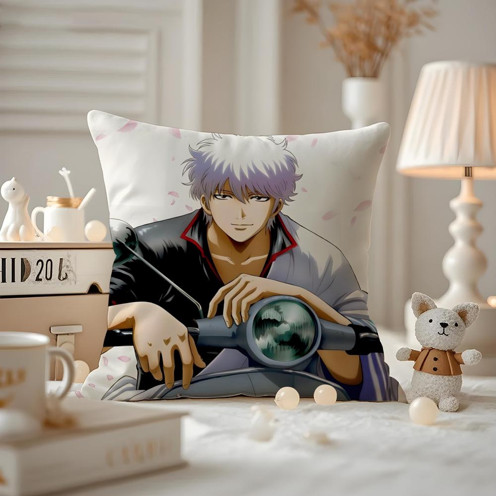 Anime GGINTAMA Cushion Cover Antidustmite Pillowcase Invisible zipper silky short plush Sofa cushion cover