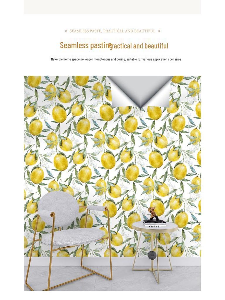 Květinová citronová samolepicí tapeta pro dekoraci ložnice a hotelu RW181-200