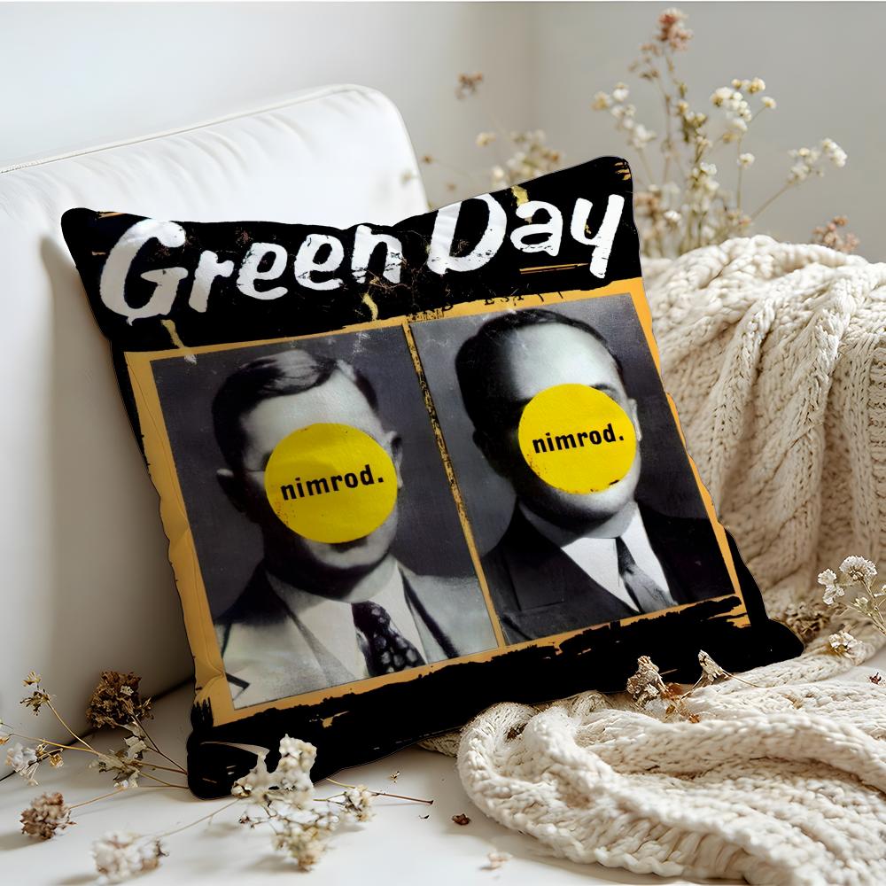 Cushion Cover Linen SkinFriendly Soft Decorative Case for Sofa Home Decor GGreen DDay Band Album Pillow cover
