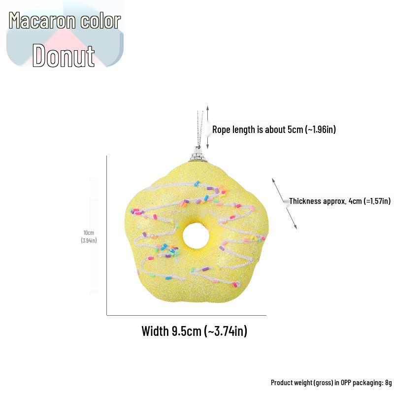 DIY Christmas Macaron Ice Cream Cake Donut Tree Decorations Pendant