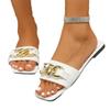 Nuevas Chanclas de Verano para Mujer Estilo Europeo y Americano Hebilla Metálica Punta Cuadrada Moda Casual Banda Única