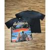 Mens Oversized Graphic Tee With Skull Print Washed Vintage Cotton T-Shirt Loose Fit Short Sleeve Crew Neck