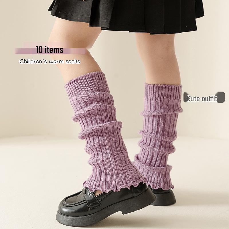 Dívčí pletené ponožky s krajkovým volánkem v korejském stylu - Délka do lýtek, jaro/podzim, Třída A, Teplé, Módní