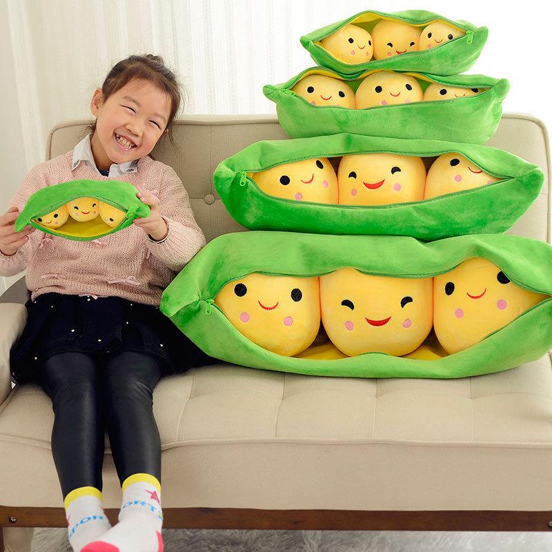 Large Pea Pod Plush Toy - Creative Dutch Bean Doll & Back Support Pillow