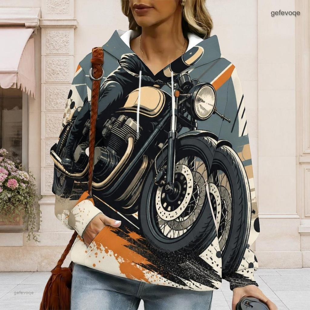 Womens Plus Size White Drawstring Hooded Sweatshirt Long Sleeve Loose Soft Casual Leisure Daily Top