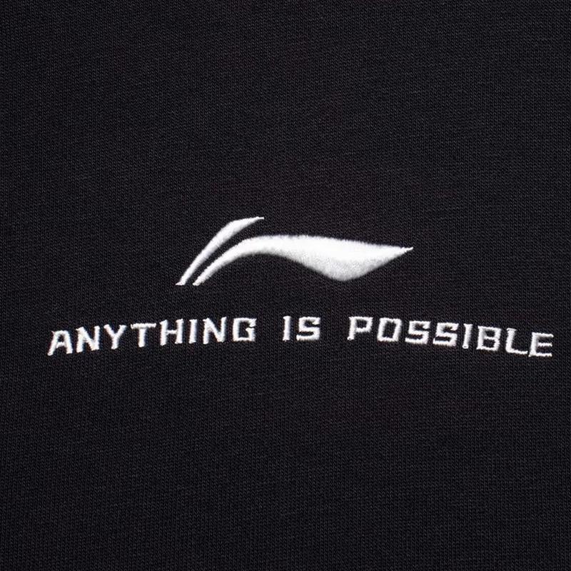 Li-Ning Letter Logo Printed Fashion Loose Cotton Comfortable Versatile Hooded Pullover Long Sleeve Sweatshirt Casual Sports Suit AWDUC41-1+AKL03-1