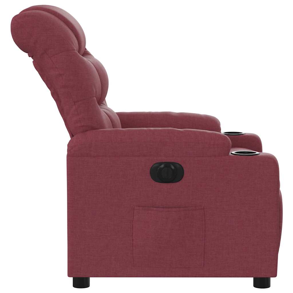Electric Recliner Chair Burgundy Fabric