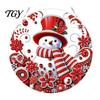 Sparkling Hanging Ornaments Christmas Faux Diamond Art Kit, Santa Snowman Ornament DIY Double Sided Acrylic Pendant with Rhinestones Craft Kit