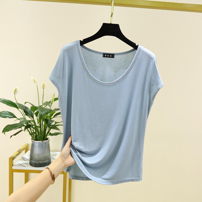 Women's Modal Sleeveless Thin Base Layer T-Shirt - Round Neck, Loose Fit, Plus Size, Solid Color, Slimming Top for Spring/Summer