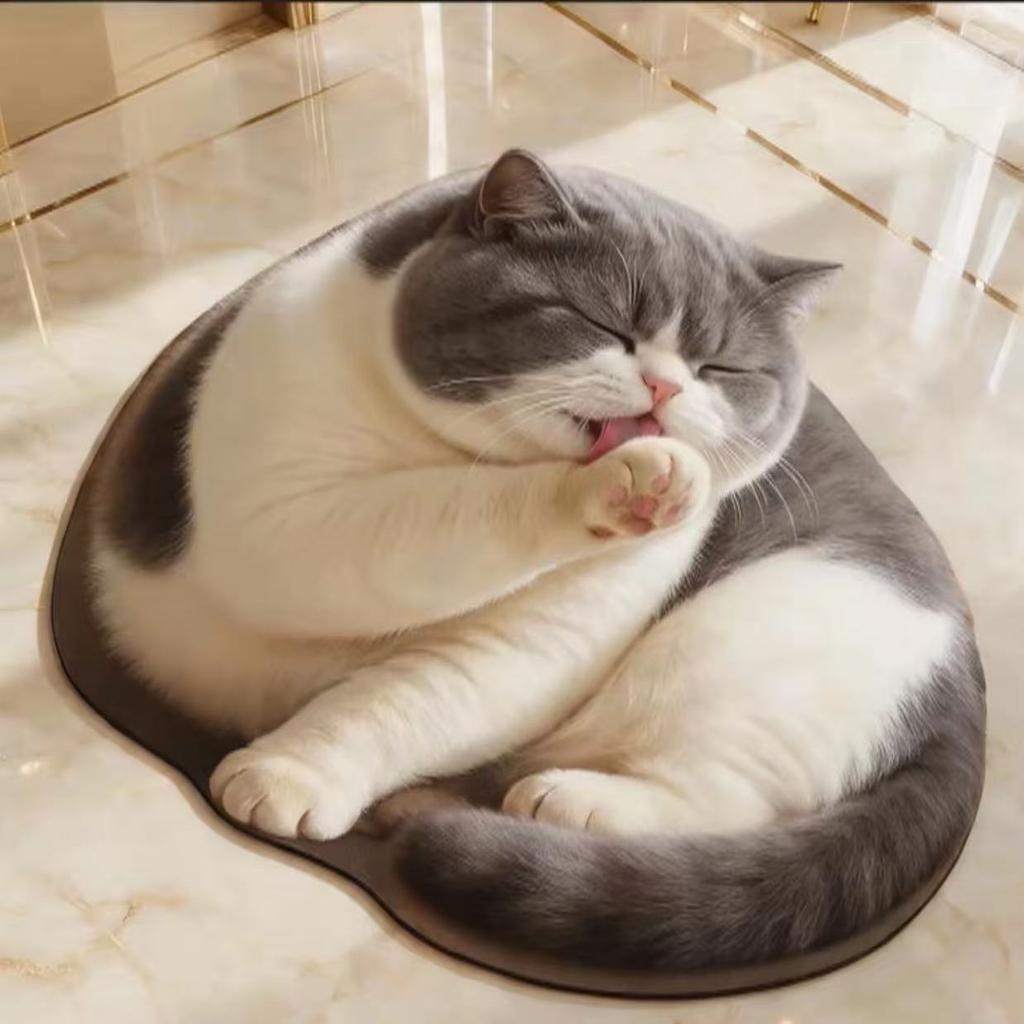 3D Cat Print Diatomite Floor Mat, Anti-slip and Water-absorbing Floor Mat, Diatomite Bath Mat