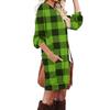 Women's Checked Print Fashionable Long-sleeved Round-neck Pocket Dress