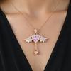 S925 Sterling Silver Angel Heart Wings Necklace - Elegant, Moveable Clavicle Pendant for Women