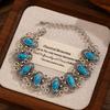 Vintage Boho Rotstein Gliederarmband Silberfarben Ethnisch Inspiriert Verzierter Armschmuck für Damen