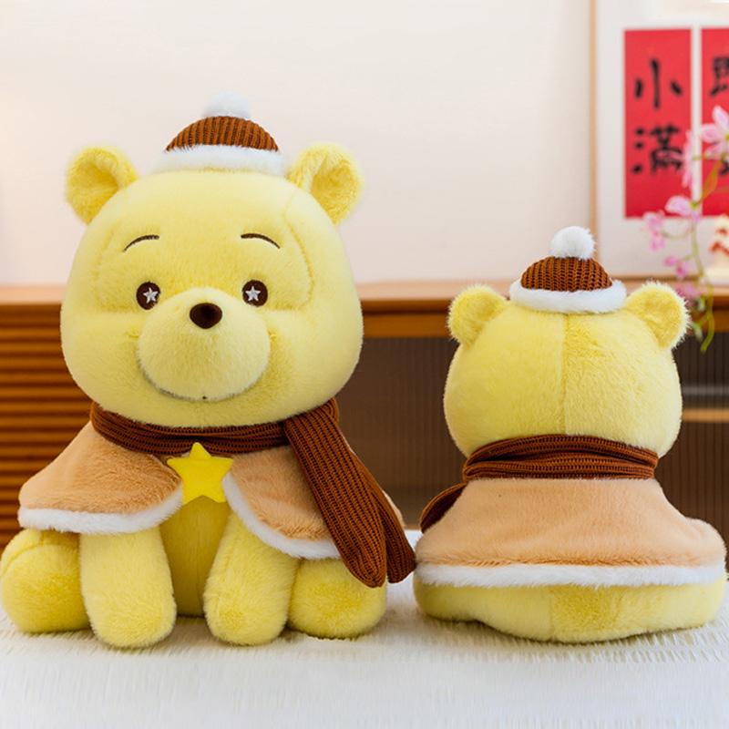 Cartoon Winnie The Pooh Bear 30/45/60cm Plush Doll Toy With Winter Cape Knit Hat Scarf Soft Stuffed Cushion Pillow Girls Gifts
