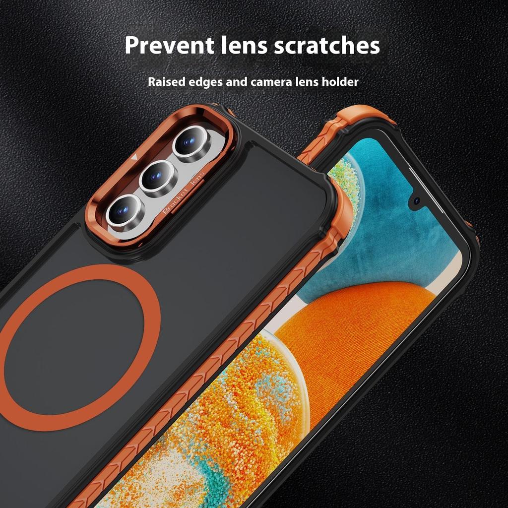 For Samsung Galaxy S24+ Case with Lens Kickstand Matte Back Cover Compatible with MagSafe