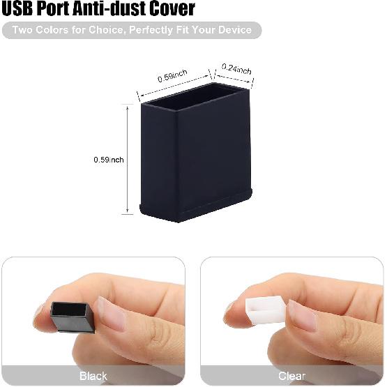 BUSHIBU USB Cover Cap, 20 Pcs Black Clear Plastic USB A Male Anti-Dust Plug Cover